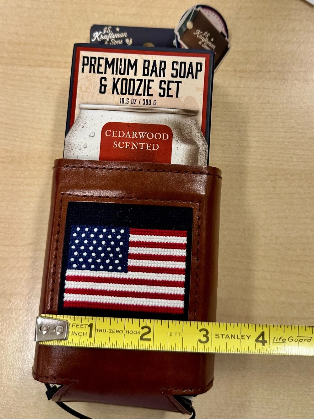 NWT Golf Drink/Beer Koozie Set American Flag Needlepoint Novelty Gift Idea Soap
